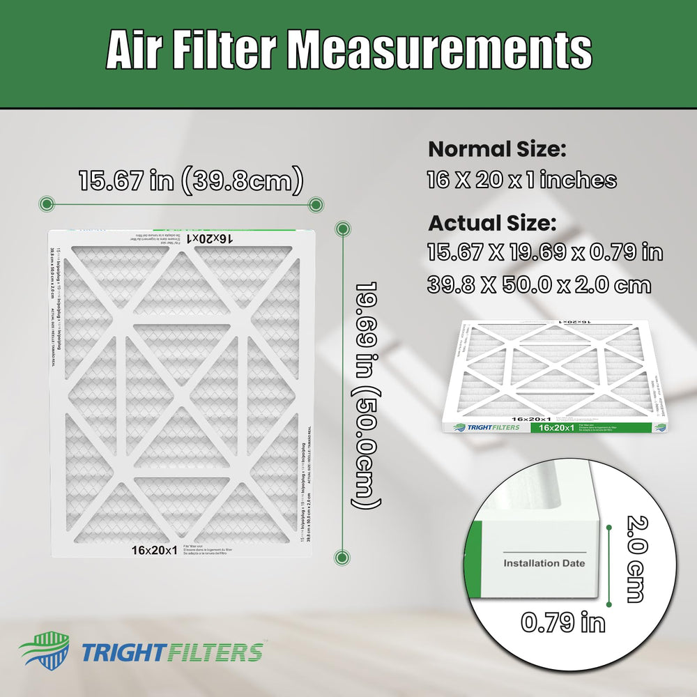 TRIGHTFILTERS MERV 8 pleated filter close-up shows robust pleats for airflow