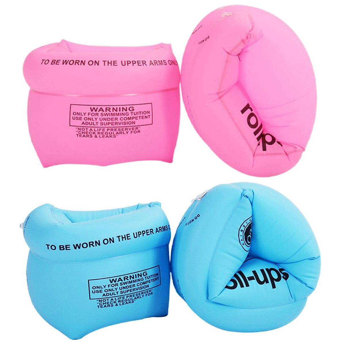 TRIIFON blue arm floaties on child for buoyant pool practice