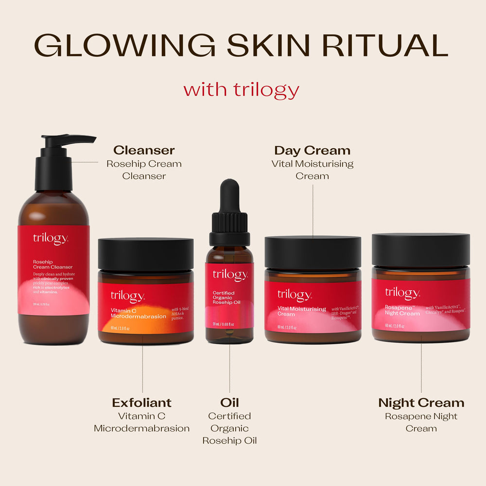 Trilogy Rosehip Oil packaging details compact bottle