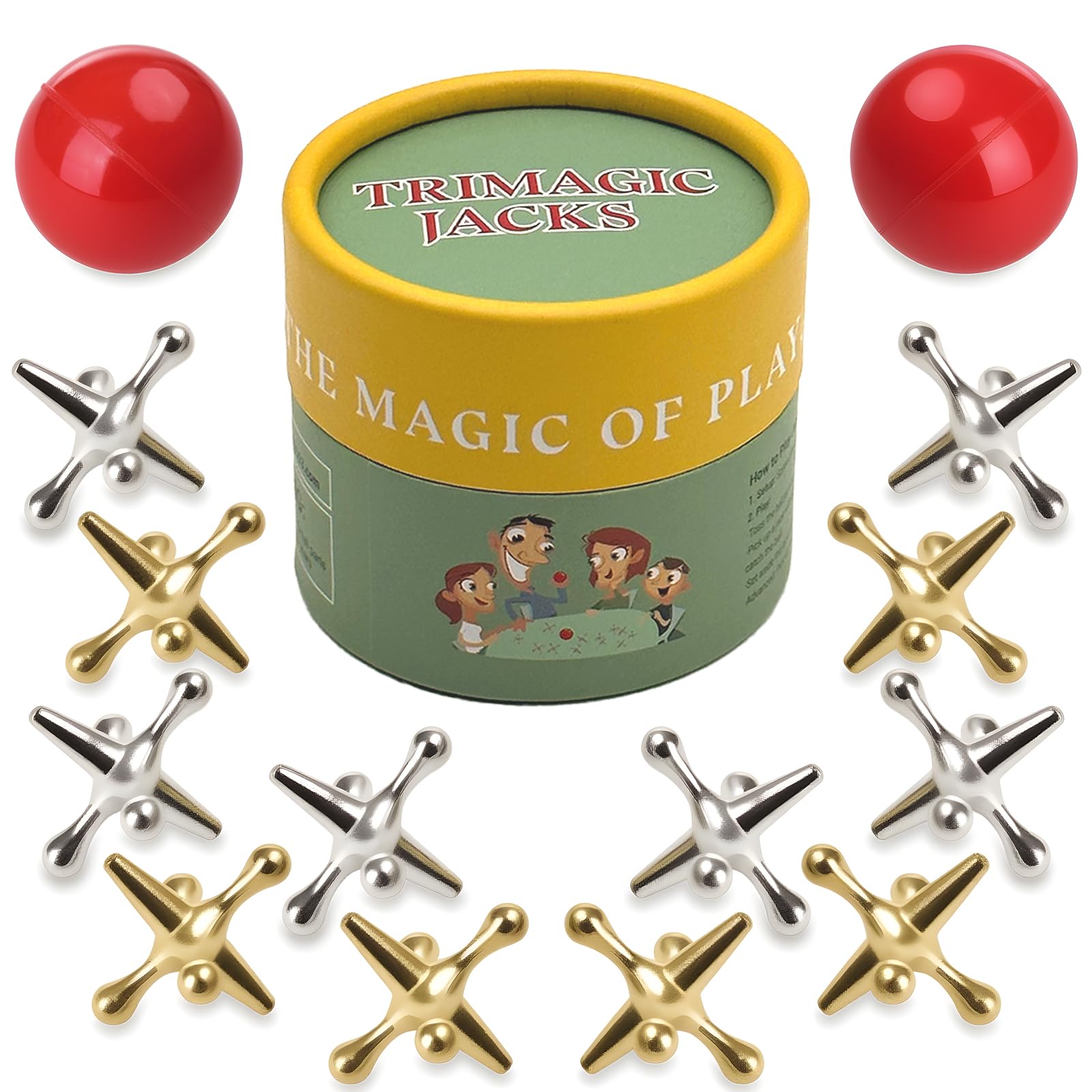 TriMagic metal jacks set for timeless, durable tabletop play