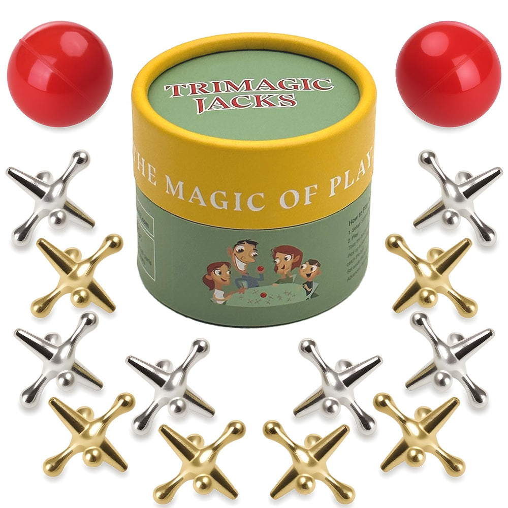 TriMagic metal jacks set for timeless, durable tabletop play