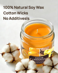 TRINIDa orange-vanilla candle in room demonstrates odor relief in daily living.