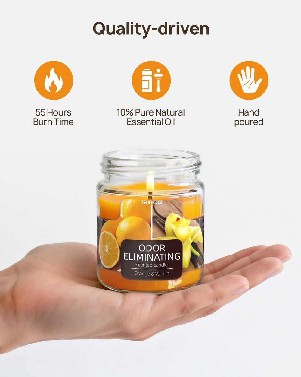 TRINIDa cotton-wick closeup highlights clean burn and consistent scent release.