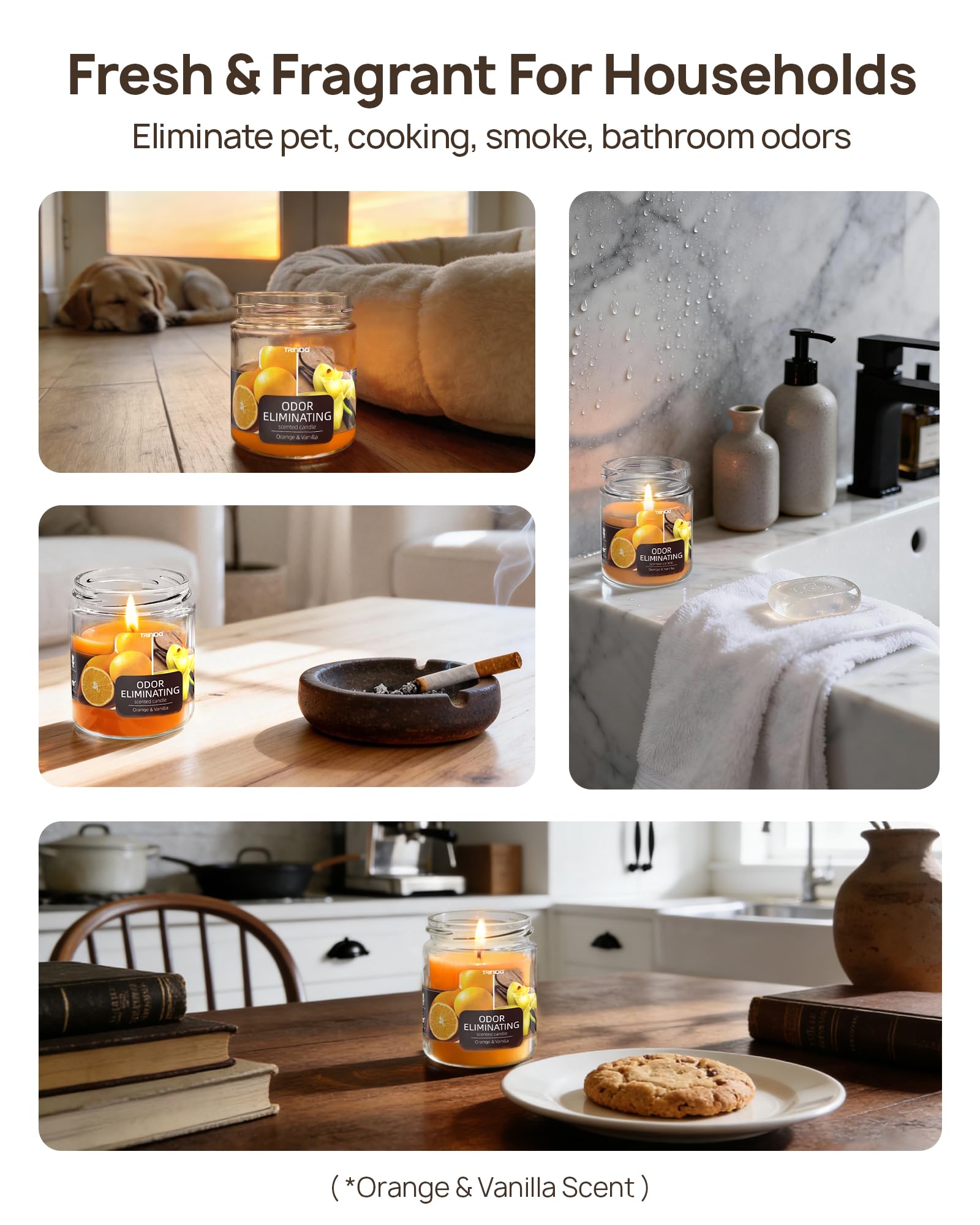 TRINIDa orange-vanilla soy-wax ingredients image communicates natural, non-toxic composition.