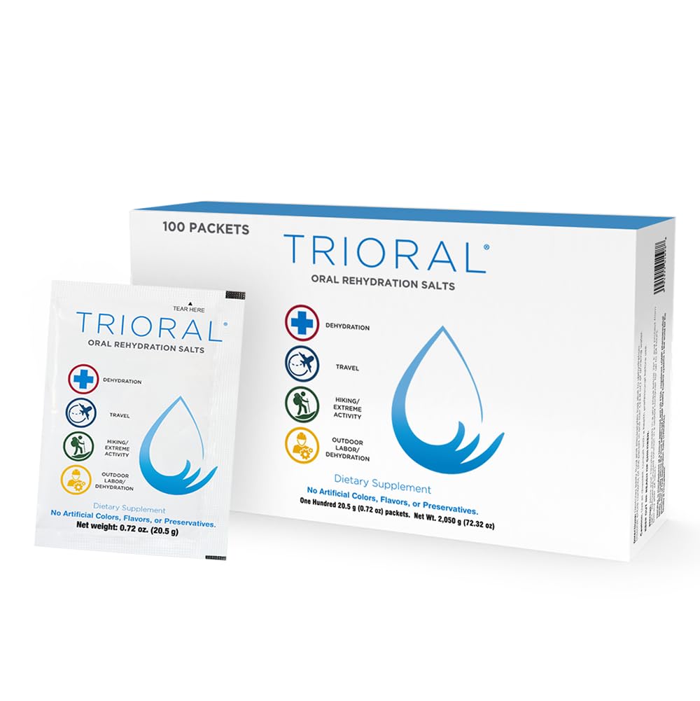 TRIORAL electrolyte packet unopened for on-the-go hydration and easy packing
