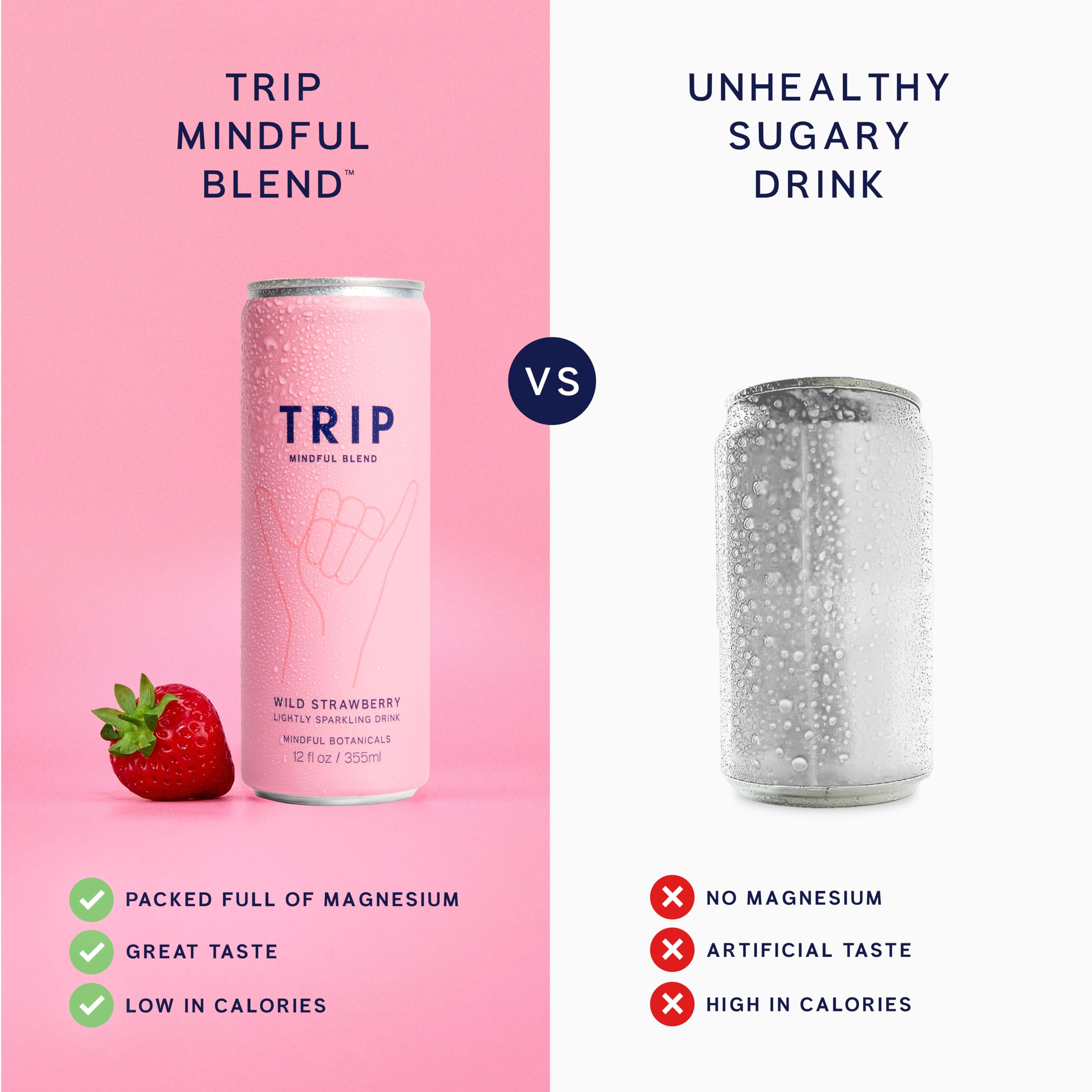 TRIP can on table with 0% ABV, ready for a casual sip.