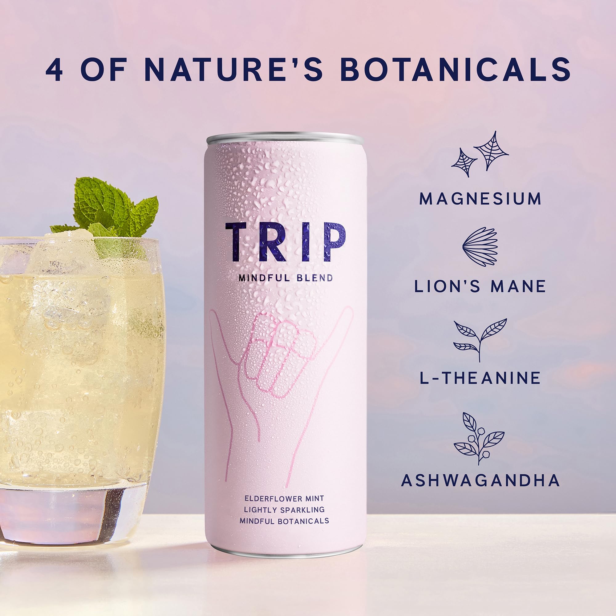 TRIP Lightly Sparkling pour into glass showcasing fine bubbles and refreshment.