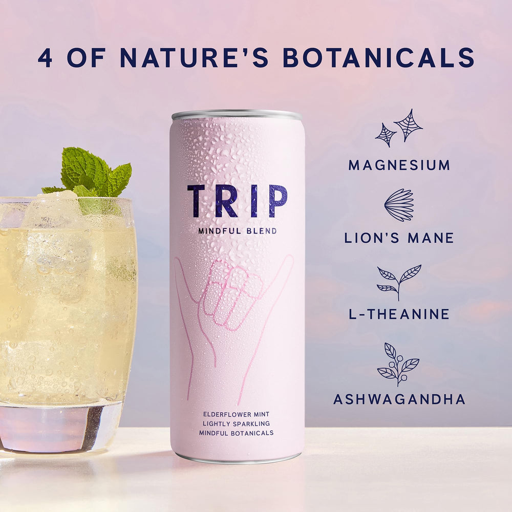 TRIP Lightly Sparkling pour into glass showcasing fine bubbles and refreshment.