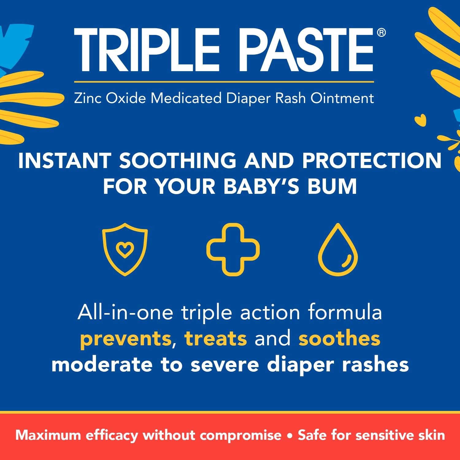 Triple Paste 3X Max tube close-up demonstrates barrier texture for irritated skin