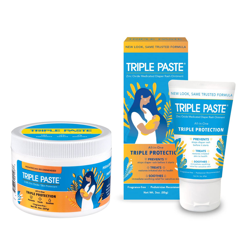 Triple Paste bundle with 8oz tub and 3oz tube for daily diaper care.