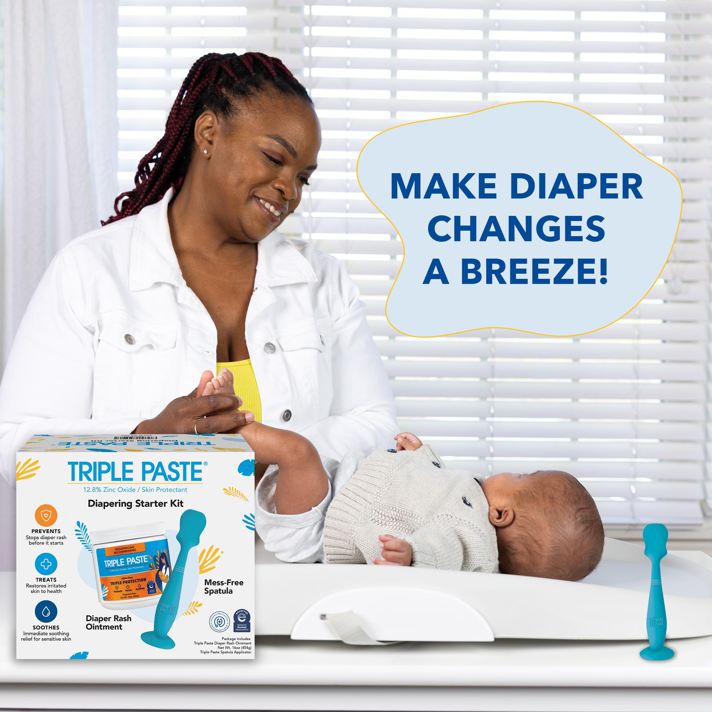 Bundle includes diaper cream and spatula for easy on-the-go care
