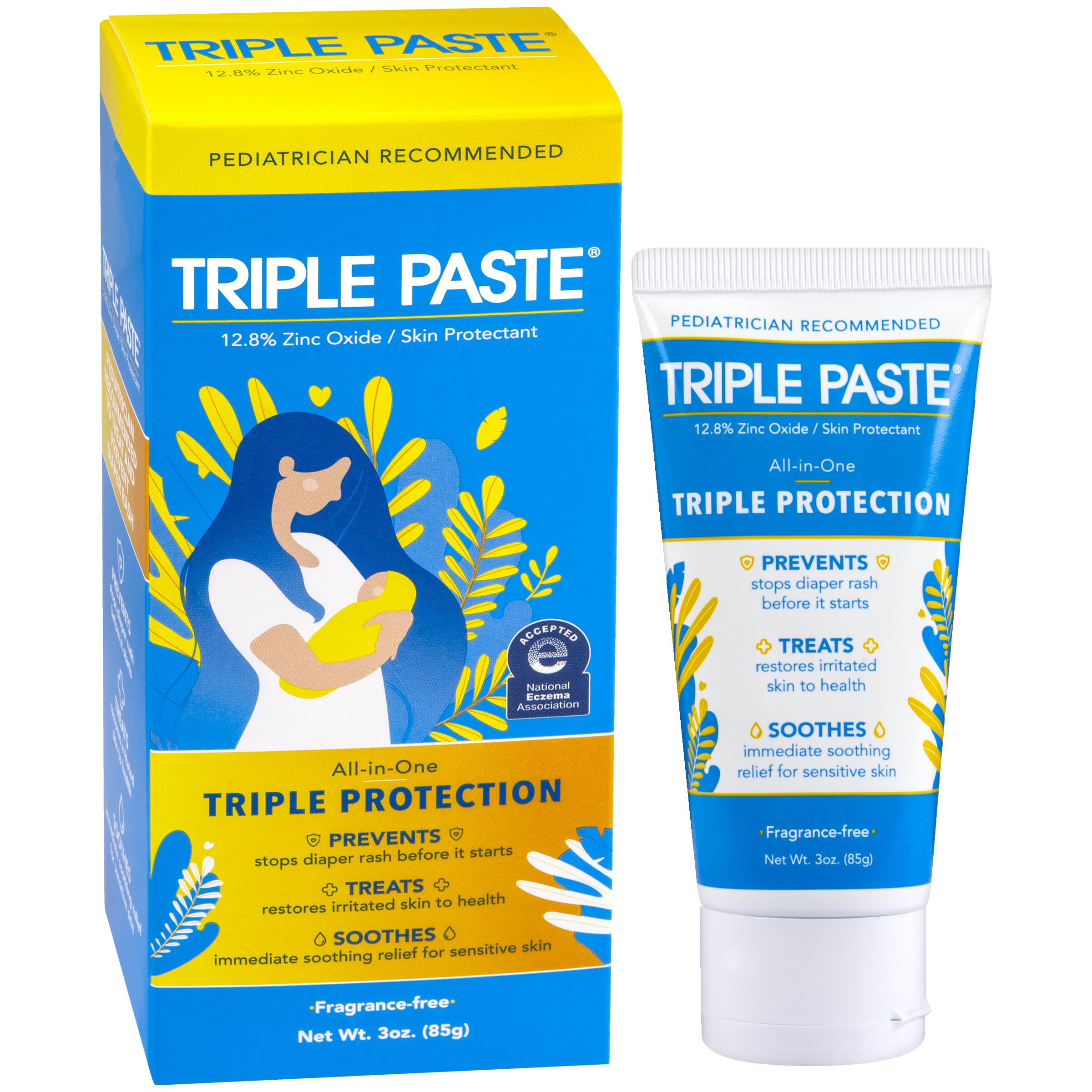 Triple Paste diaper rash cream tube ready for quick relief on the go.