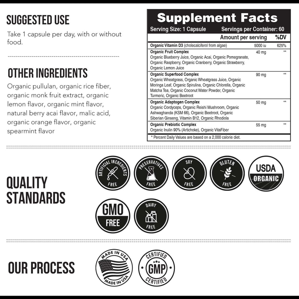 Gluten-free, soy-free, GMO-free D3 capsules by Triquetra Health.