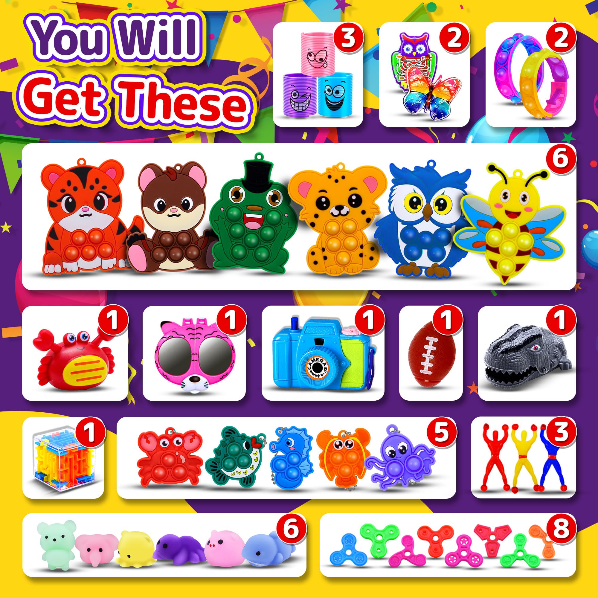 TRIRAXUS kids party favors assortment boosts party excitement and classroom rewards.