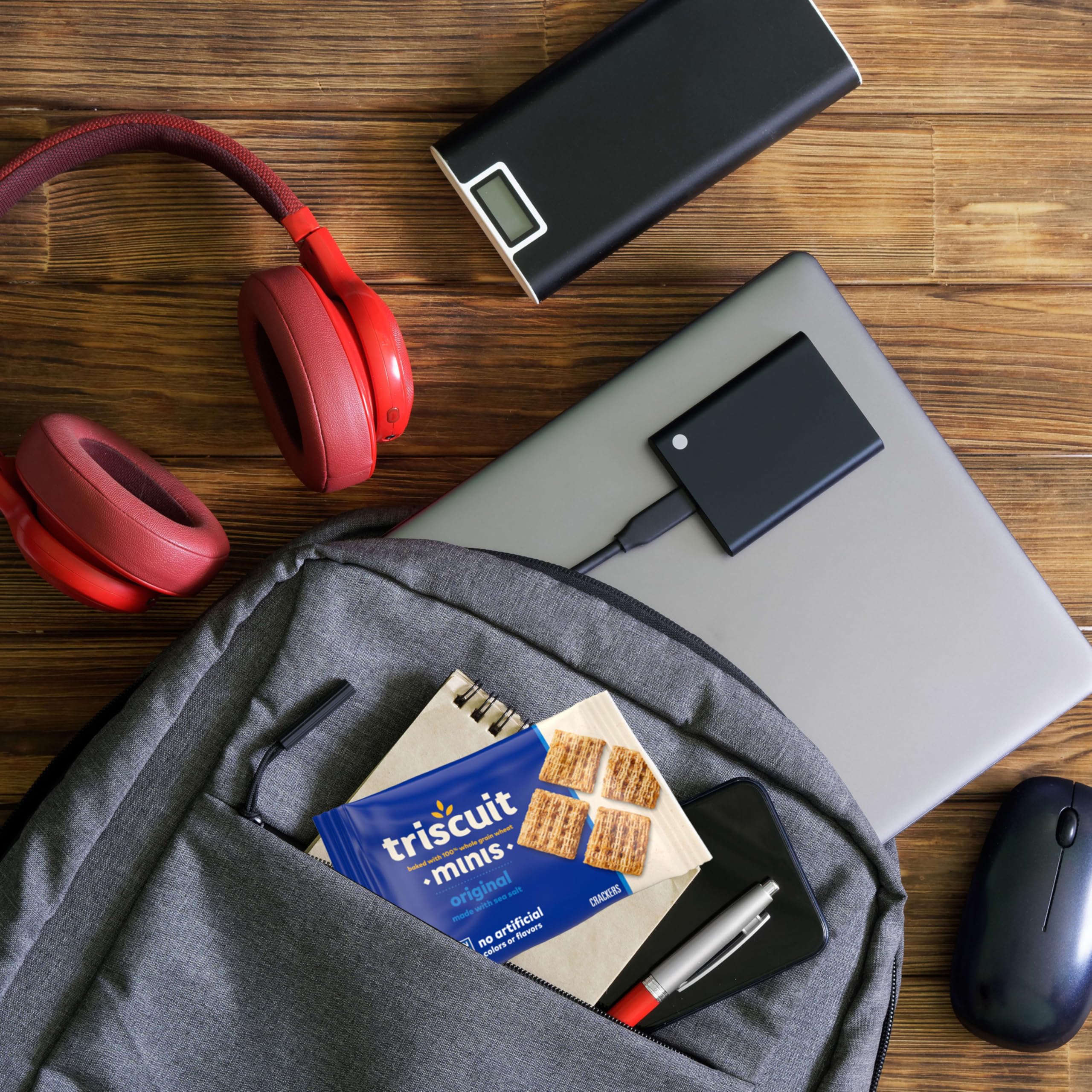 Triscuit Minis Original lunchbox snack ready for school or work.