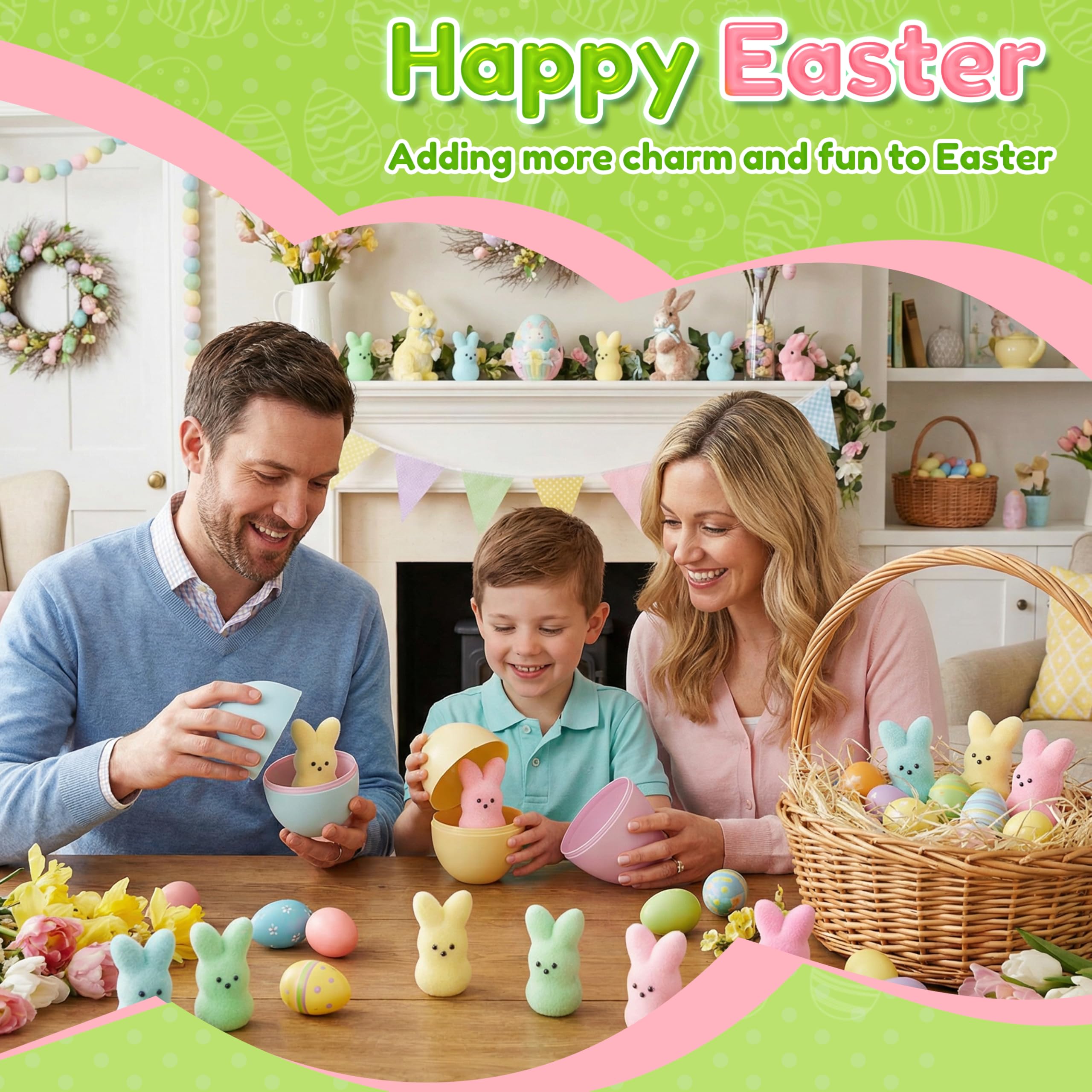 Trivolusia Bunny figurines brighten desks, shelves, and tables during spring celebrations.