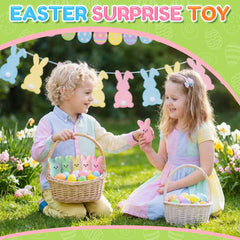 Trivolusia textured fuzzy surface rabbits enhance Easter table decor.