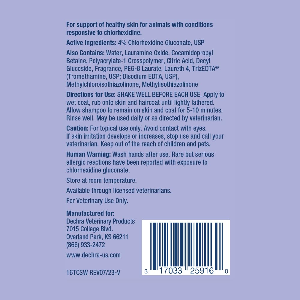 TrizCHLOR 4 shampoo bottle back label with directions