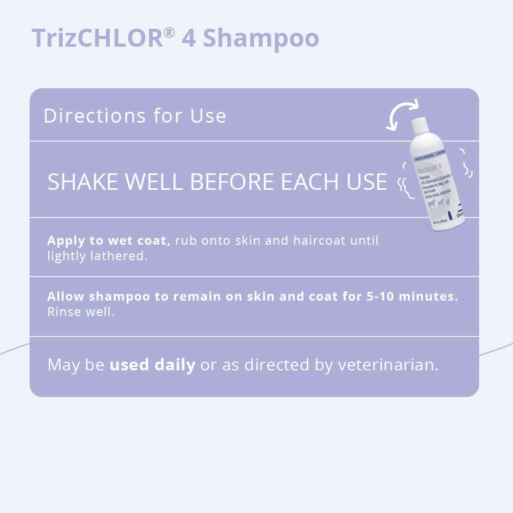 TrizCHLOR 4 shampoo applied to a cat's coat for cleansing