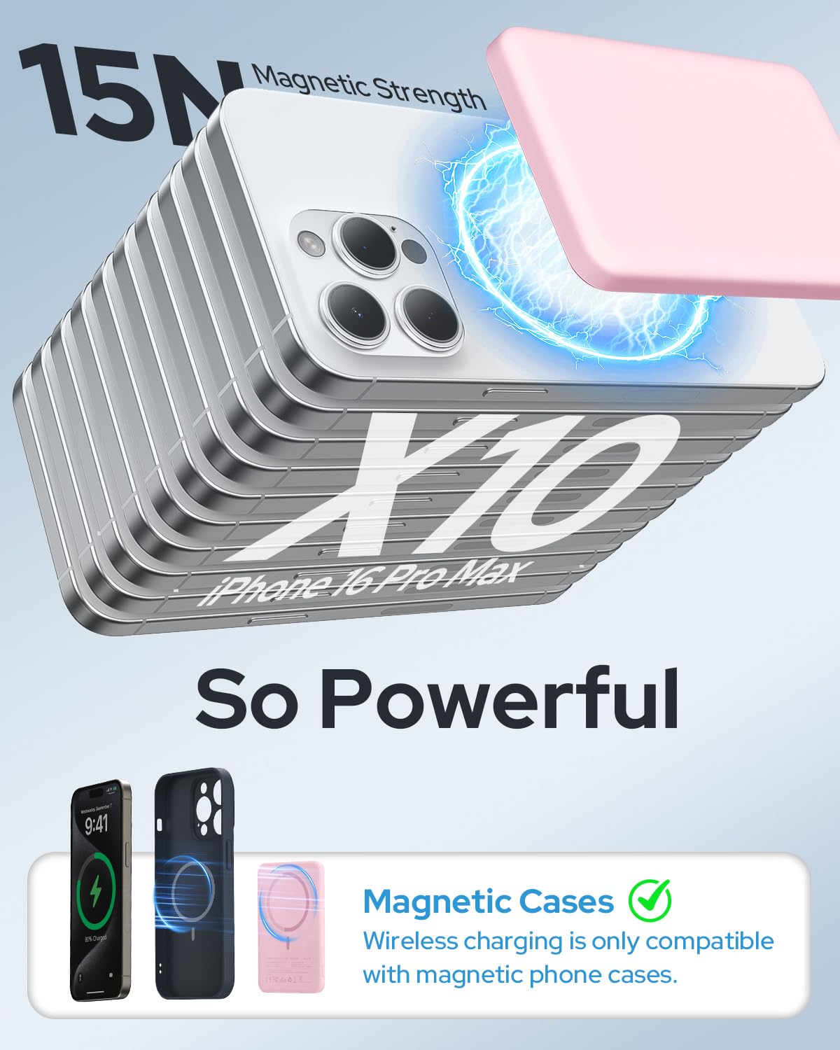 TRKOY MagSafe 5000mAh pink side profile highlights slim, travel-friendly design