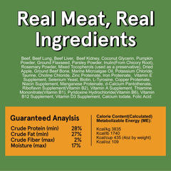 TRMC packaging highlighting grain-free formula and real beef