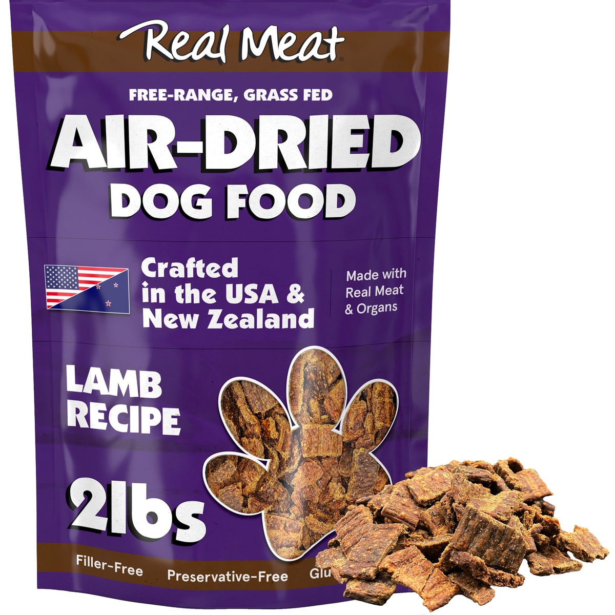 TRMC real meat air dried dog food lamb packfront — premium protein for an active pup