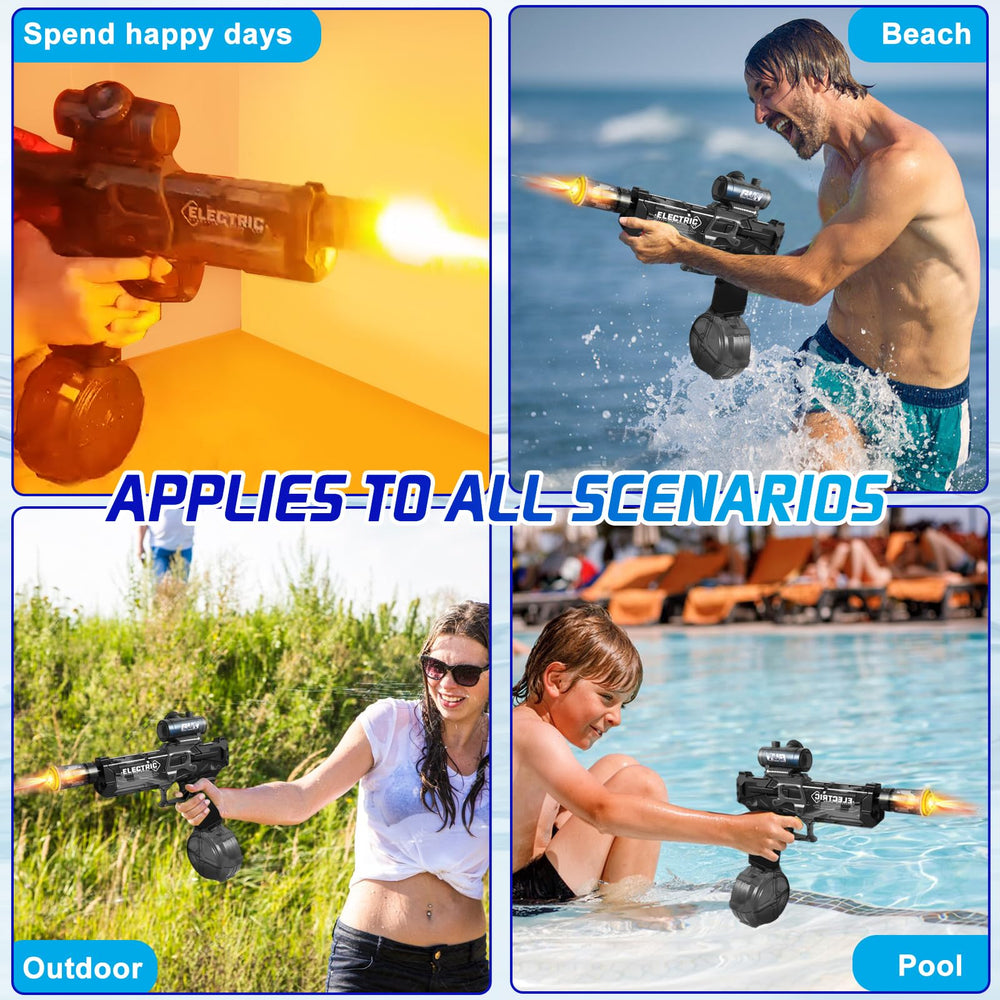 Trokiomi water gun ready for night-time use with light-up features.