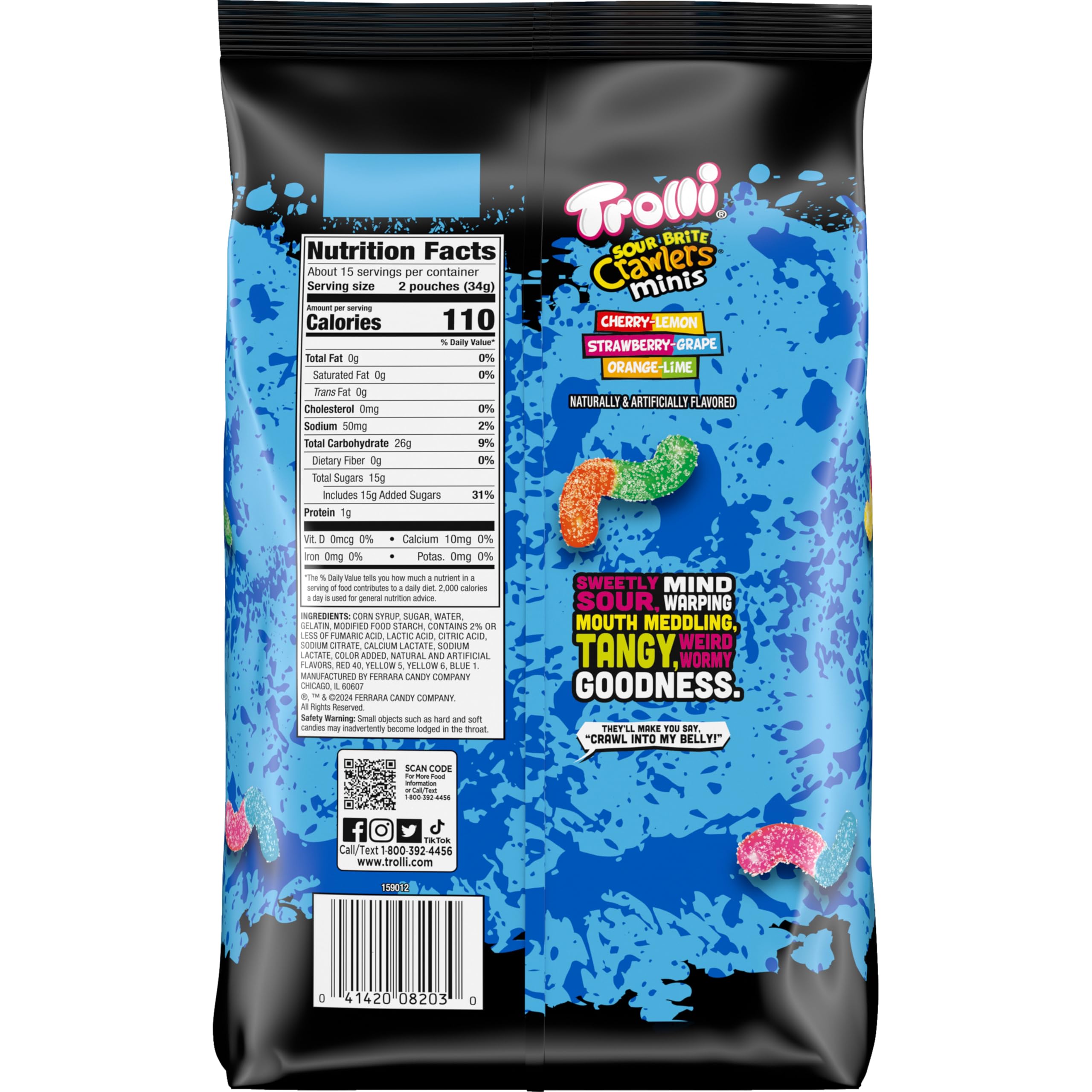 Trolli brand logo on packaging near the candies