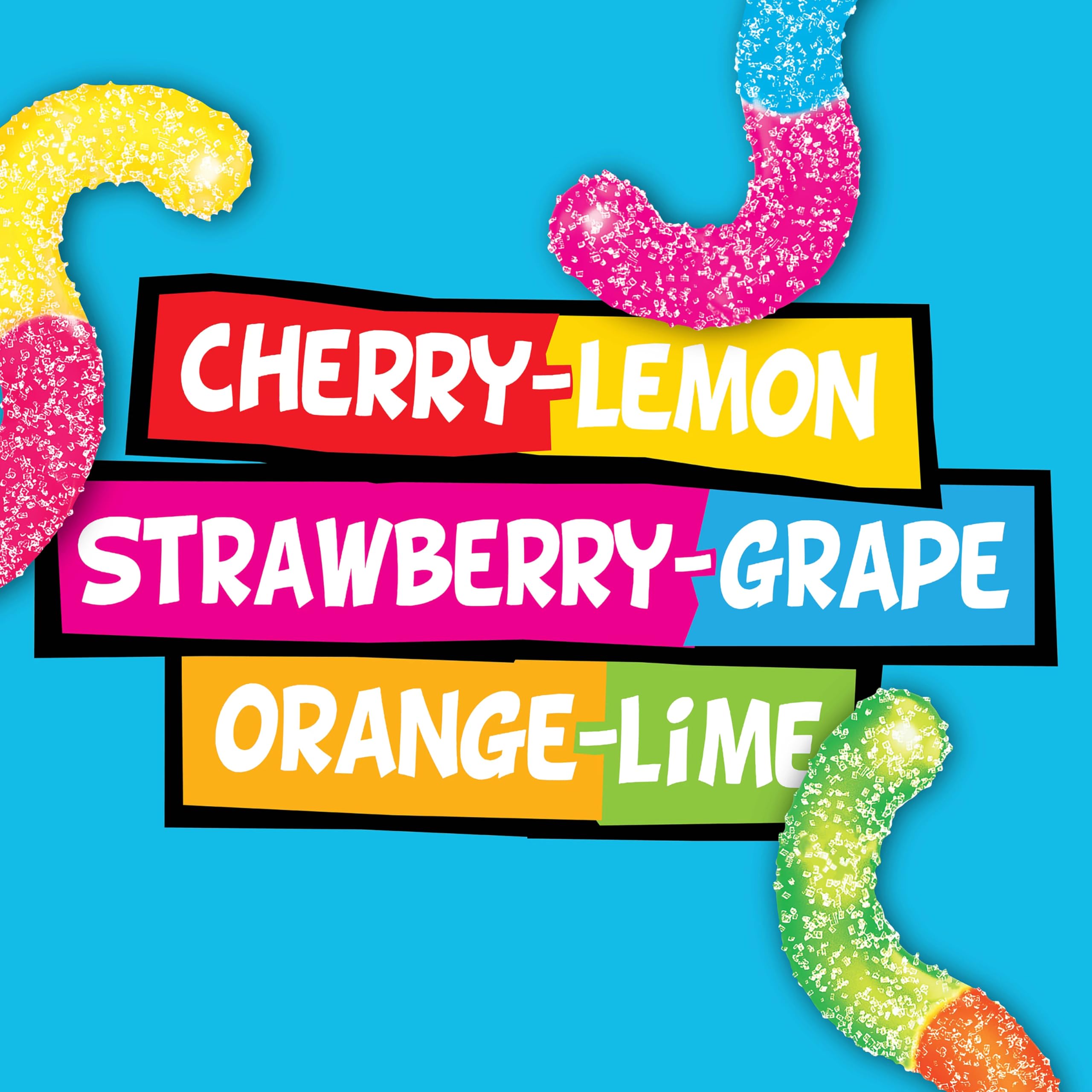 Trolli Mini Sour Brite Crawlers strawberry-grape flavors spread in view