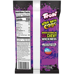 Close-up of Trolli Sour Brite Eggs' colorful shell and chewy center.