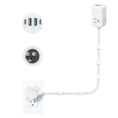 TROND 360 rotating outlet extender behind a sofa offers easy access to power
