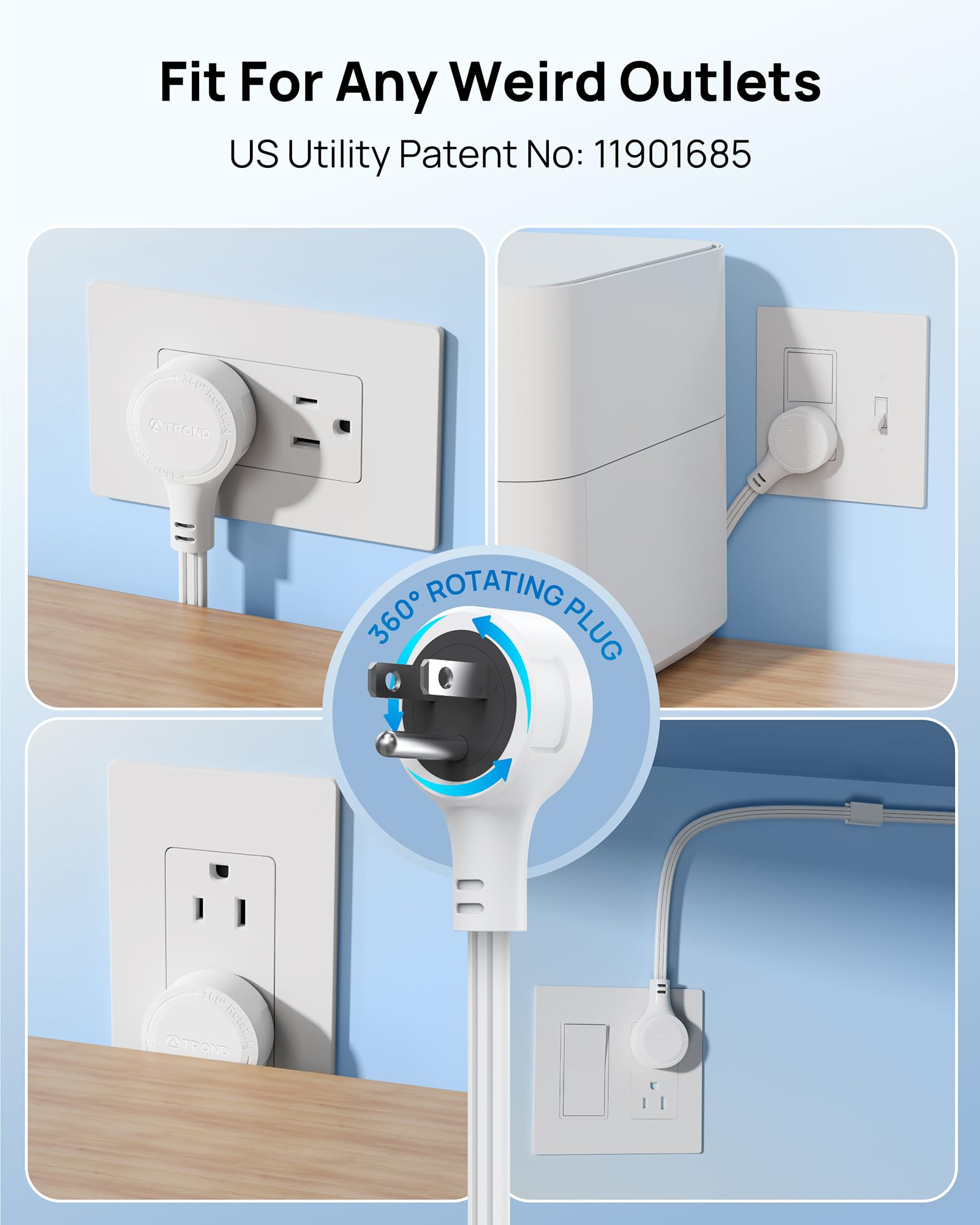 TROND compact travel power socket fits in luggage for trips