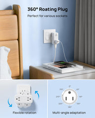 TROND three-sided outlet splitter fits large plugs without obstruction