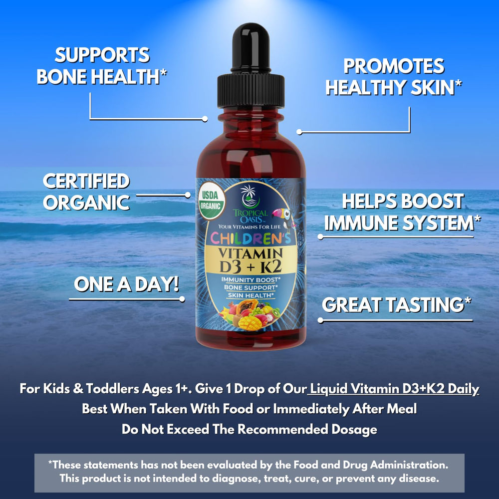 Tropical Oasis drops poured into mouth for easy daily use.