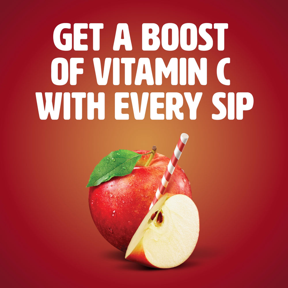 Close-up of Tropicana Apple Juice label with nutritional details