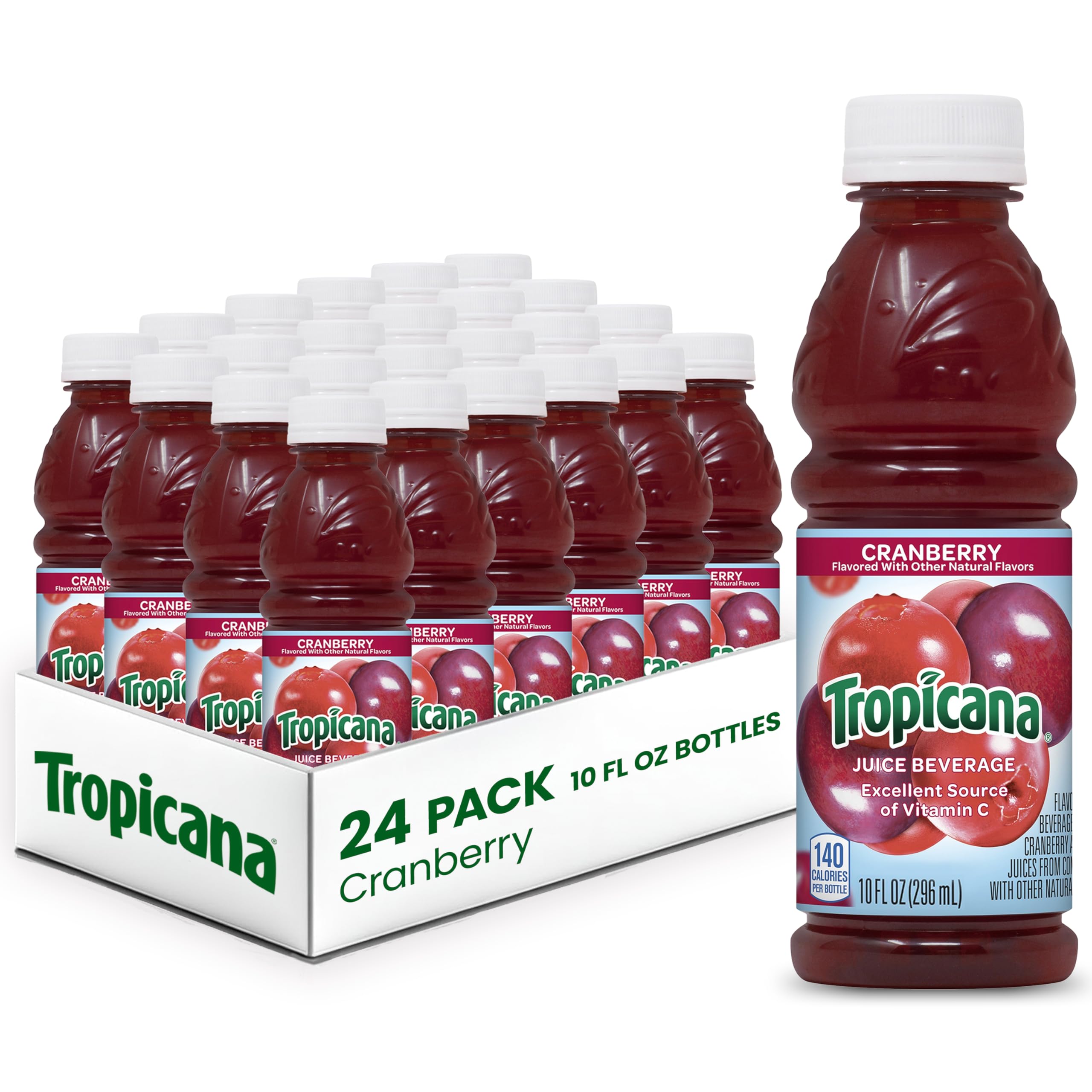 Tropicana Cranberry Juice bottle on the go with refreshing flavor.