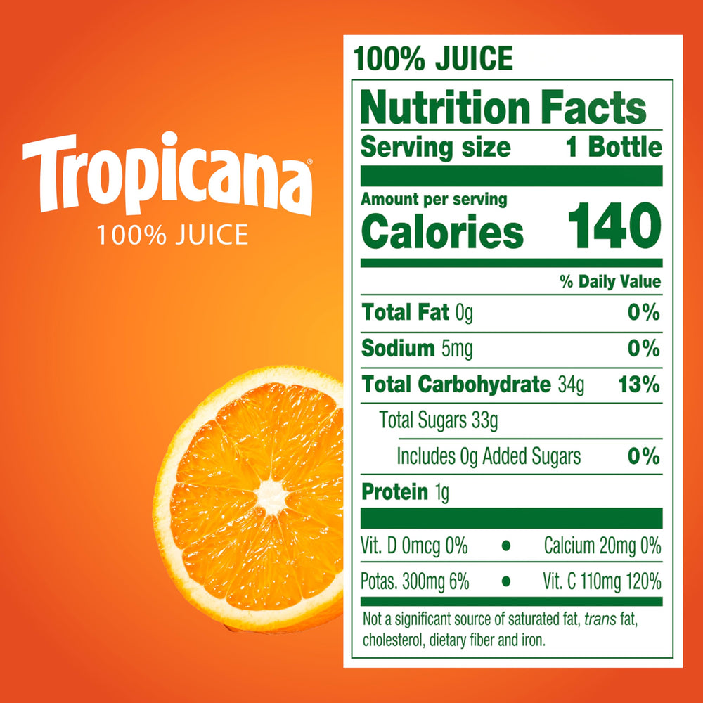 Tropicana Orange Blend label closeup highlights natural flavors