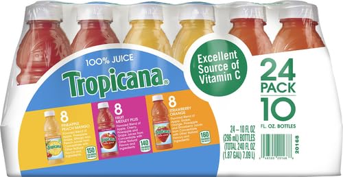 Tropicana Pineapple Peach Mango 10oz bottle with tropical flavor notes.