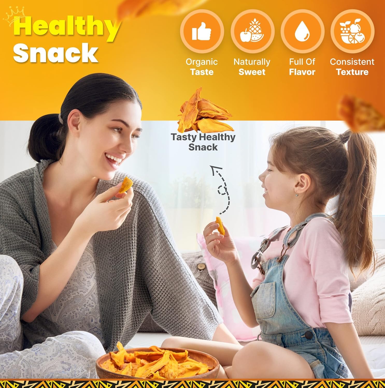 Tropicaux Reign Organic Dried Mango Slices small family farms symbol image reflects community support