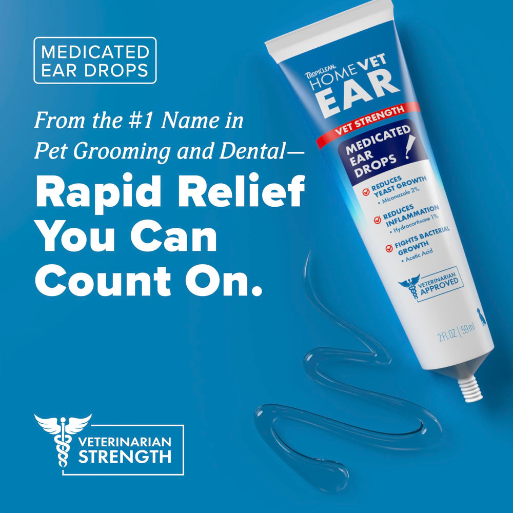 TropiClean HomeVet ear drops pour action ready for use.