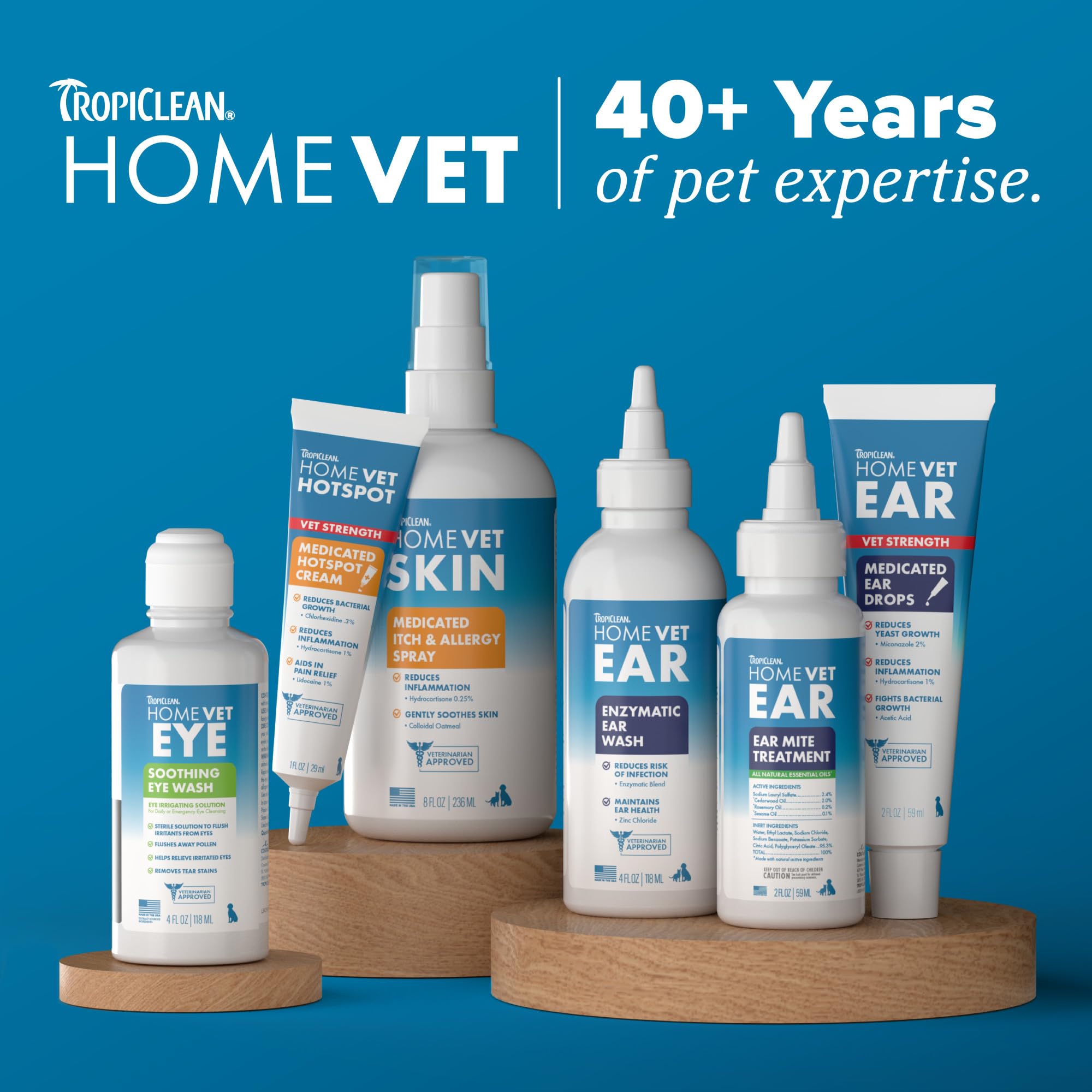 TropiClean HomeVet USA made bottle signals trusted quality.