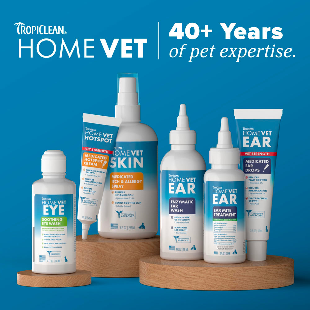 TropiClean HomeVet USA made bottle signals trusted quality.