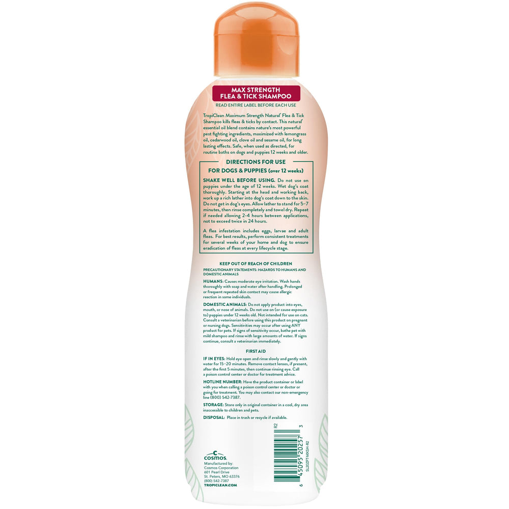 TropiClean thick foamy lather covers a dog's coat during a bath.