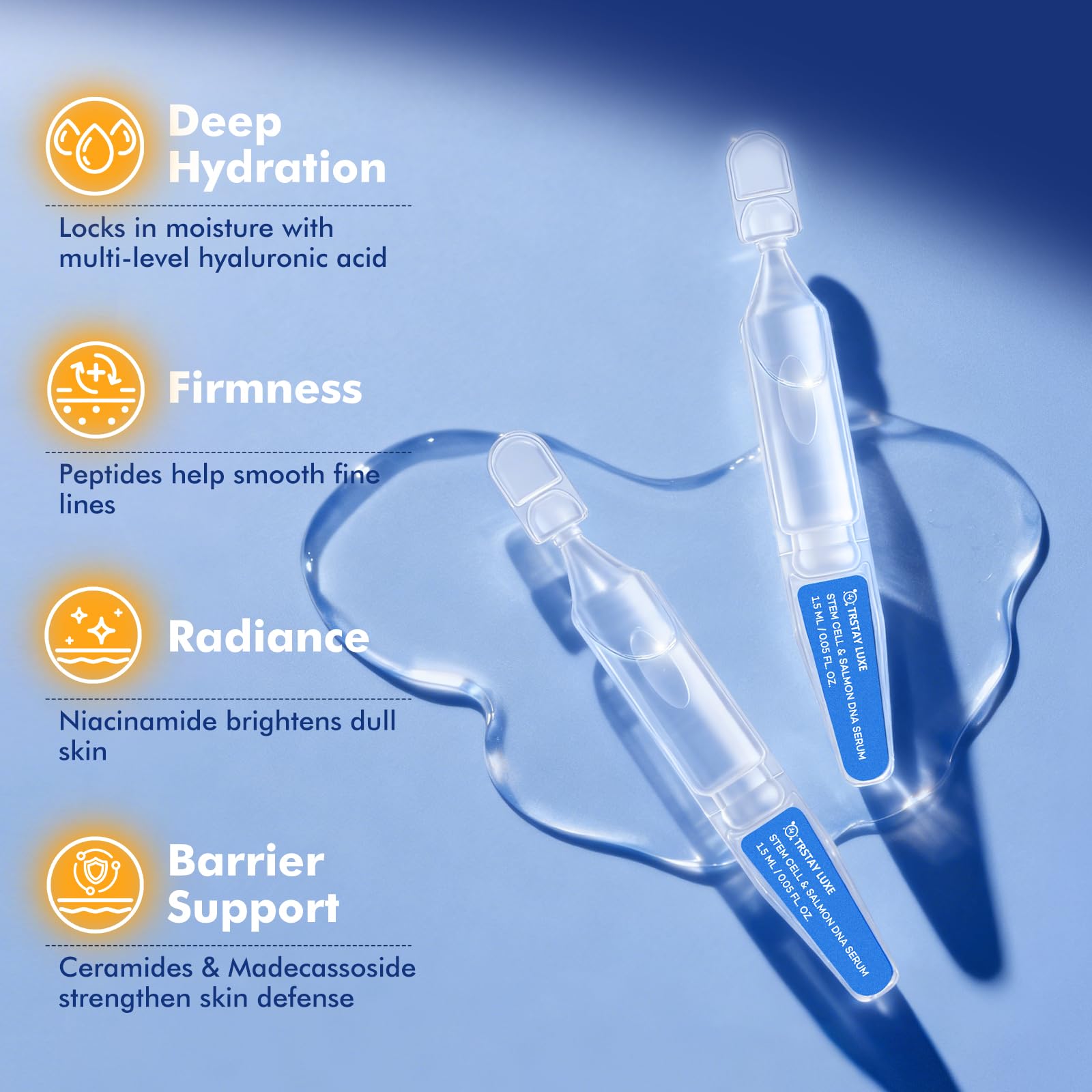 TRSTAY LUXE hyaluronic acid serum ampoule for multi-layer hydration