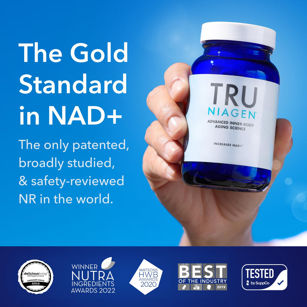 TRU Niagen ingredient-list close-up emphasizes NR-based formula.