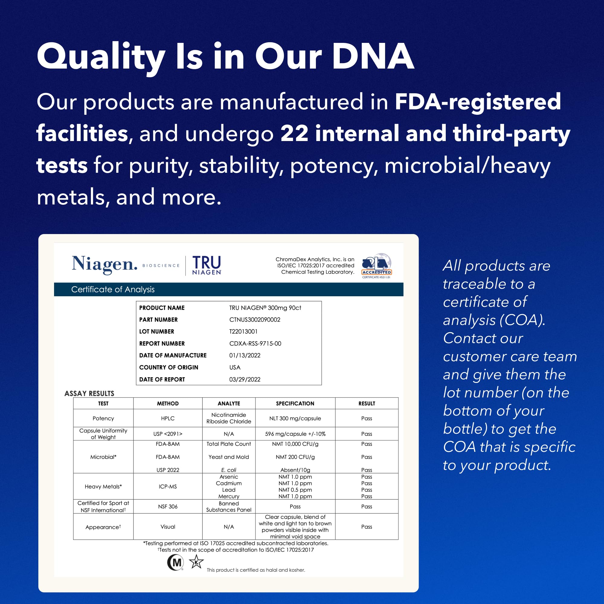TRU NIAGEN label ingredients clearly disclose NR content for informed purchasing