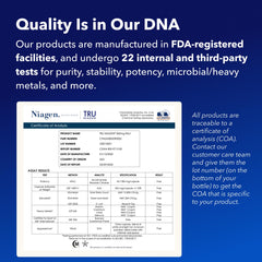 TRU NIAGEN label ingredients clearly disclose NR content for informed purchasing