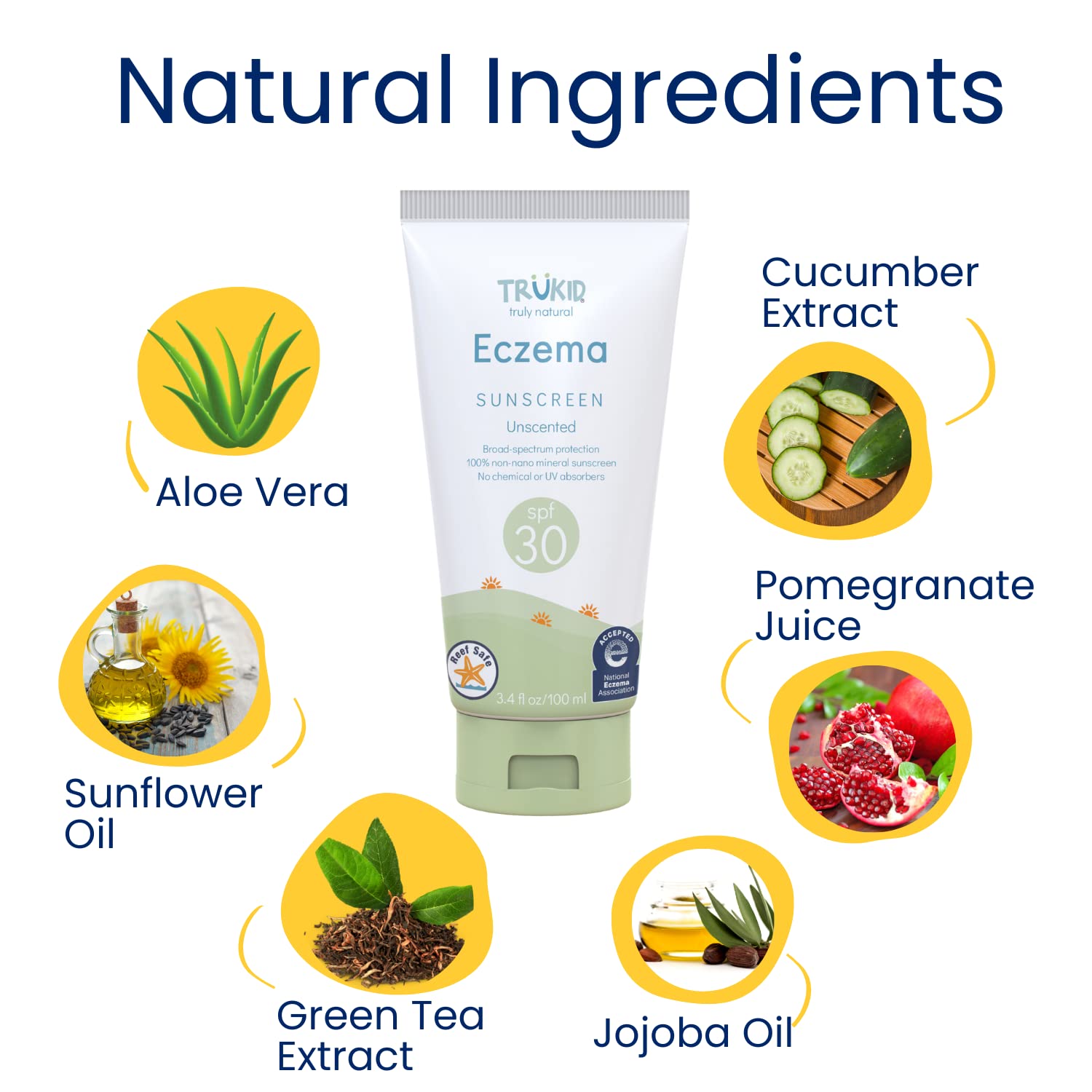 Mineral-based TruKid sunscreen packaging is recyclable and BPA-free