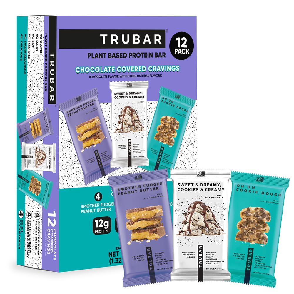 TRUBAR Chocolate Covered Cravings Variety Pack, hero image, on-the-go protein snack