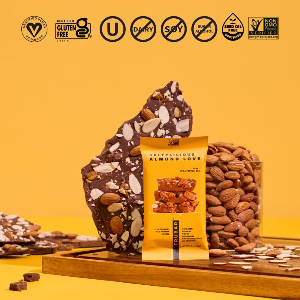 TRUBAR Saltylicious Almond Love bar, gluten-free and dairy-free enjoyment.